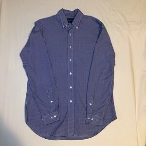 Ralph Lauren Blue Checkered Shirt Button Down Shirt Classic Fit Sz M